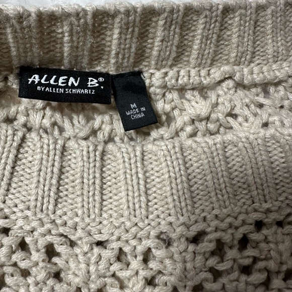 Allen B. By Allen Schwartz Women’s Tan Crochet Lace Pattern Short Sleeve Top - Picture 7 of 11